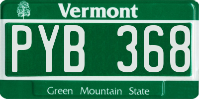 VT license plate PYB368