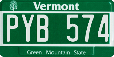 VT license plate PYB574