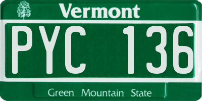 VT license plate PYC136