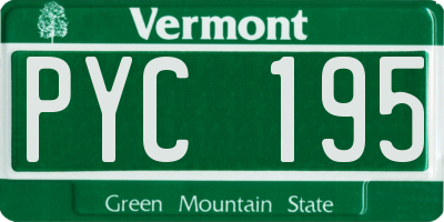 VT license plate PYC195