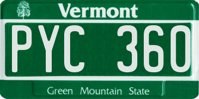 VT license plate PYC360