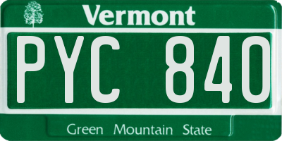VT license plate PYC840