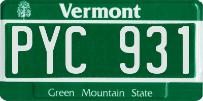 VT license plate PYC931