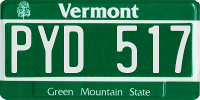 VT license plate PYD517