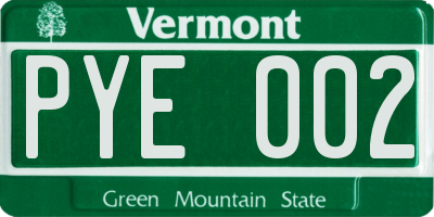 VT license plate PYE002