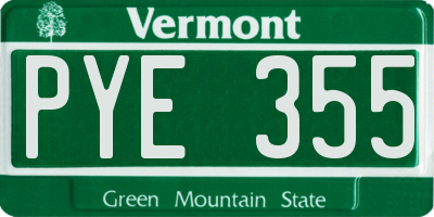 VT license plate PYE355