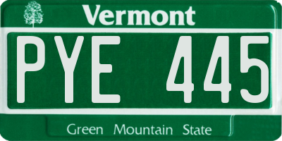 VT license plate PYE445