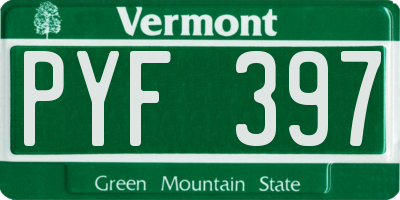 VT license plate PYF397