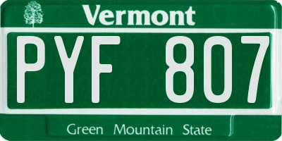 VT license plate PYF807