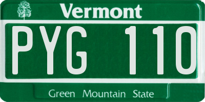 VT license plate PYG110