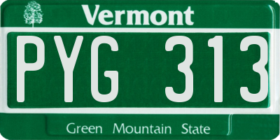 VT license plate PYG313