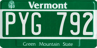 VT license plate PYG792