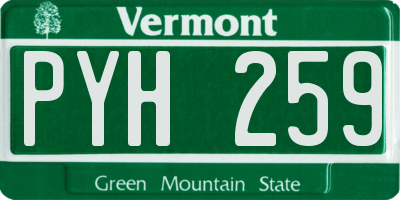 VT license plate PYH259