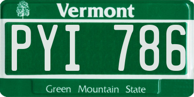 VT license plate PYI786