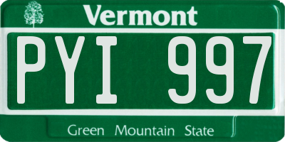 VT license plate PYI997