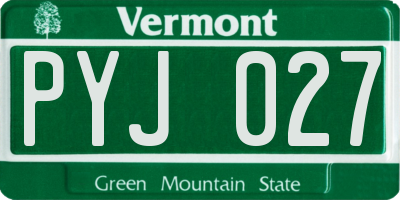 VT license plate PYJ027