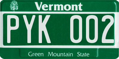 VT license plate PYK002