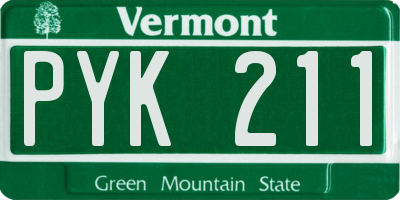 VT license plate PYK211