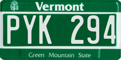 VT license plate PYK294