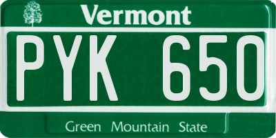 VT license plate PYK650