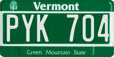 VT license plate PYK704