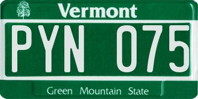 VT license plate PYN075