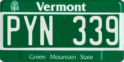 VT license plate PYN339