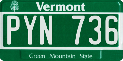 VT license plate PYN736