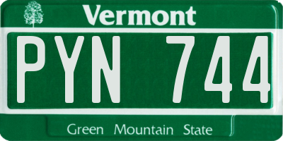 VT license plate PYN744
