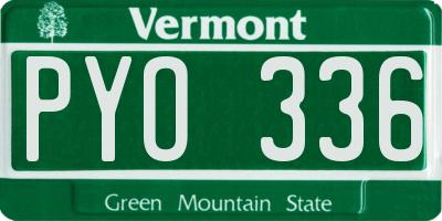 VT license plate PYO336