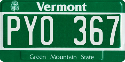VT license plate PYO367