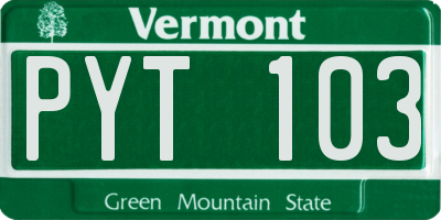 VT license plate PYT103
