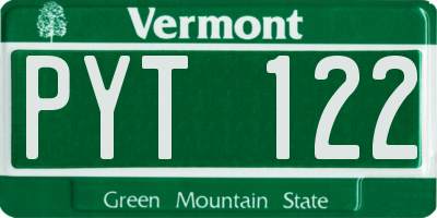 VT license plate PYT122