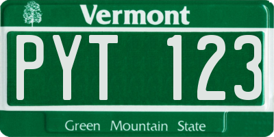 VT license plate PYT123
