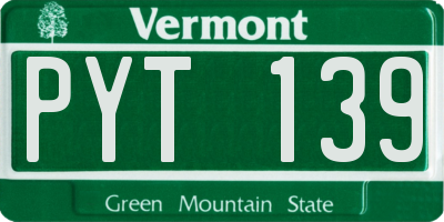 VT license plate PYT139