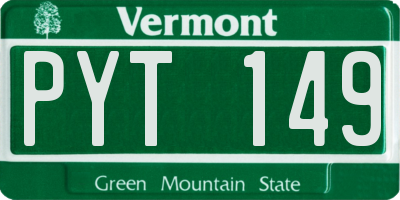 VT license plate PYT149