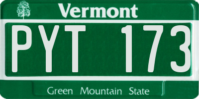 VT license plate PYT173