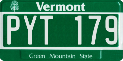 VT license plate PYT179