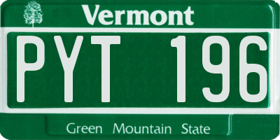 VT license plate PYT196