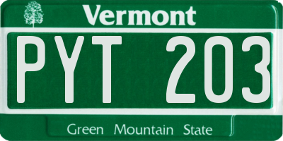 VT license plate PYT203