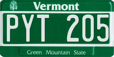 VT license plate PYT205