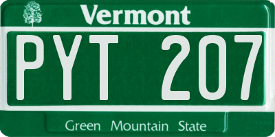 VT license plate PYT207
