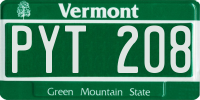 VT license plate PYT208
