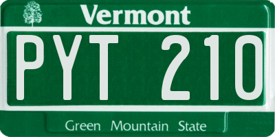 VT license plate PYT210