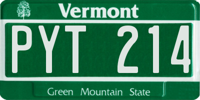 VT license plate PYT214