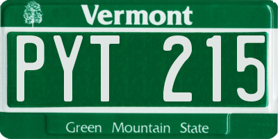 VT license plate PYT215