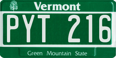 VT license plate PYT216