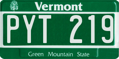 VT license plate PYT219