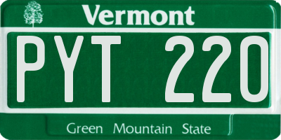 VT license plate PYT220