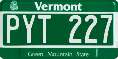 VT license plate PYT227